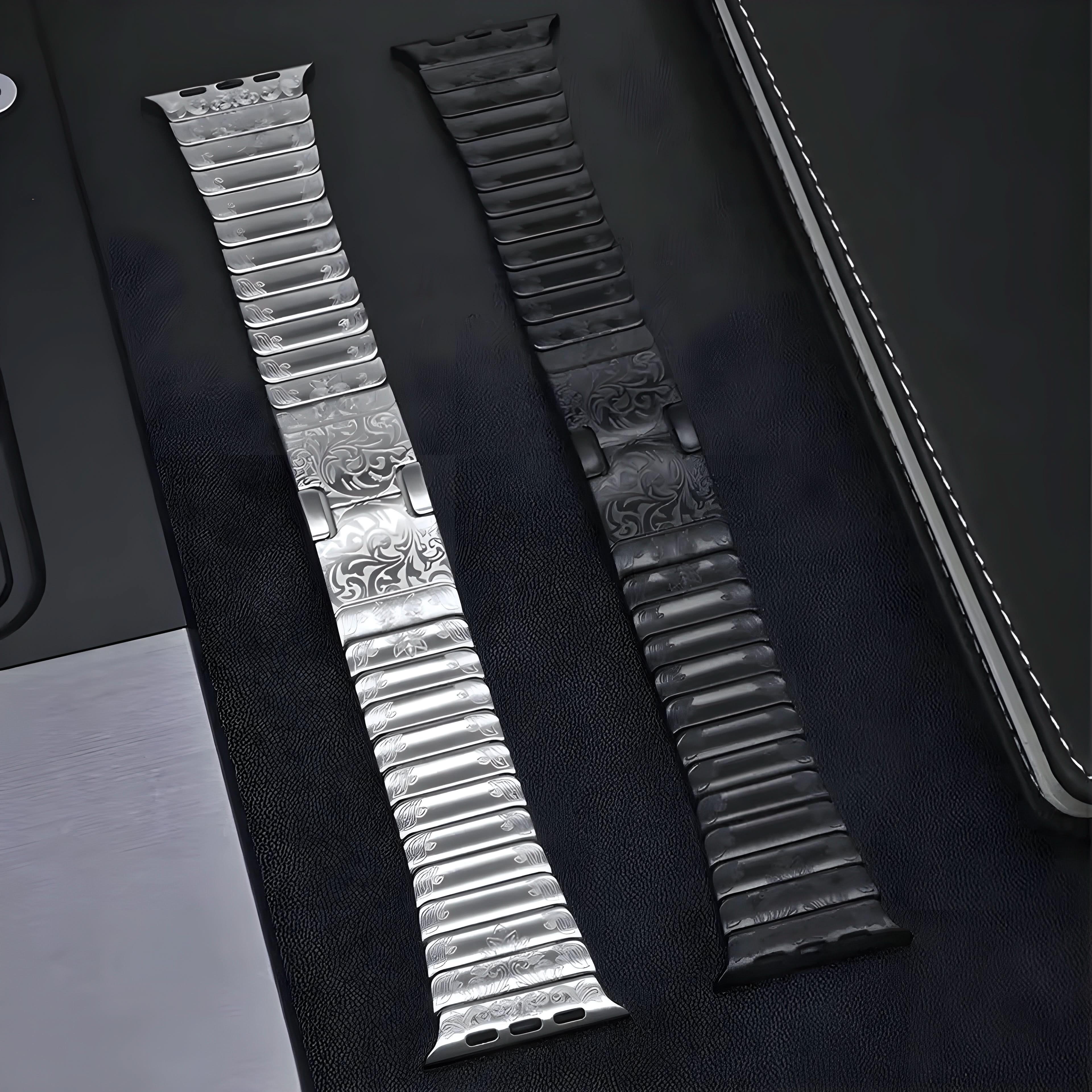 SteelCrest™ – Luxus Edelstahl-Armband mit Gravur für Apple Watch (38–49 mm) – Für Series 1–11, SE (1.–3. Gen.), Ultra, Ultra 2 & Ultra 3