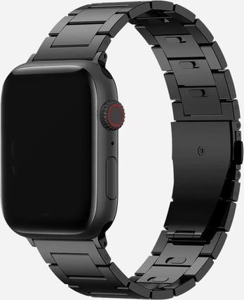 bandkult® Sydney – Titan Apple Watch Armband mit Faltschließe (44–49 mm), Schwarz – kompatibel mit Ultra, Ultra 2, Ultra 3, Series 1–11 & SE (1.–3. Gen.)