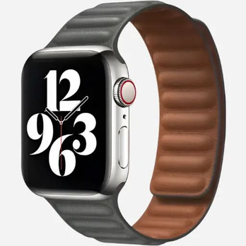 Apple Watch Lederarmband Grau – Bumpy Echtleder mit Magnetverschluss – 38–49 mm | bandkult® – Für Series 1–11, SE (1.–3. Gen.), Ultra, Ultra 2 & Ultra 3