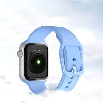 Apple Watch Silikonarmband – Dashed Band Schwarz mit Dornschließe – 38–49 mm | bandkult® – Für Series 1–11, SE (1.–3. Gen.), Ultra, Ultra 2 & Ultra 3 – zweite Ansicht