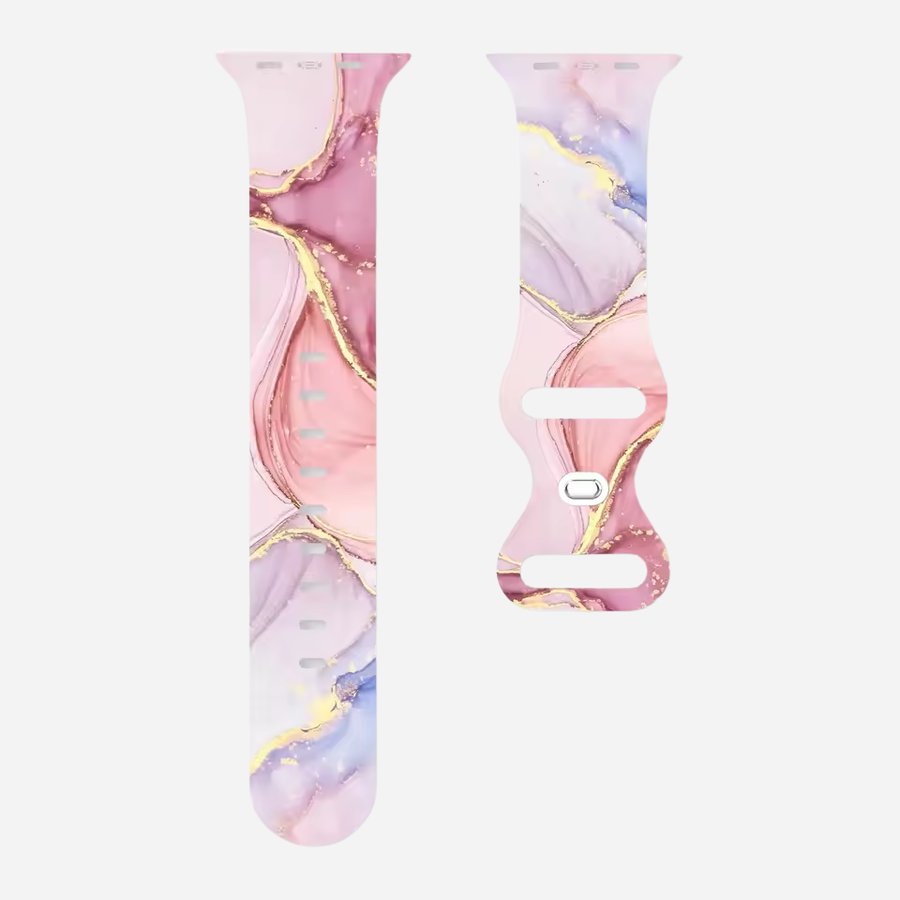 Apple Watch Armband – Marmor Look Design – Silikon Ersatzband 38–49 mm – Für Series 3–10, SE, Ultra, Ultra 2

