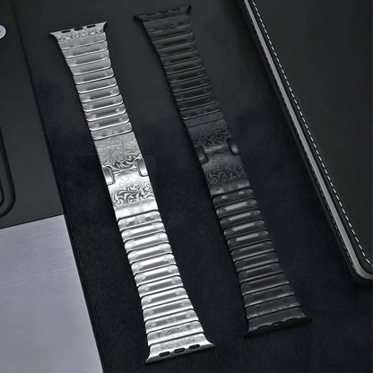 SteelCrest™ – Luxus Edelstahl-Armband mit Gravur für Apple Watch (38–49 mm) – Für Series 1–11, SE (1.–3. Gen.), Ultra, Ultra 2 & Ultra 3