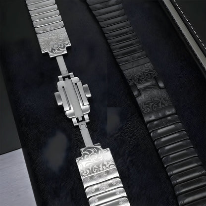 SteelCrest™ – Luxus Edelstahl-Armband mit Gravur für Apple Watch (38–49 mm) – Für Series 1–11, SE (1.–3. Gen.), Ultra, Ultra 2 & Ultra 3