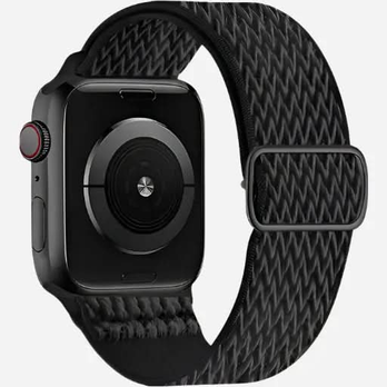 Apple Watch Nylonarmband 38–49 mm – W Texture Elastikband Schwarz | bandkult® – Für Series 1–11, SE (1.–3. Gen.), Ultra, Ultra 2 & Ultra 3